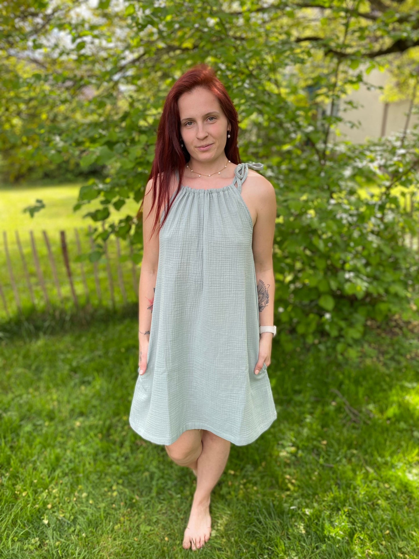 Belia Musselin-Damenkleid Ärmellos